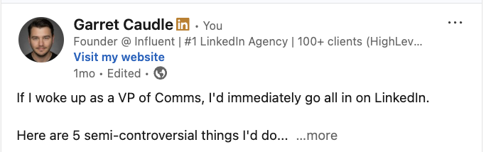A LinkedIn post hook that names the audience directly in the first line