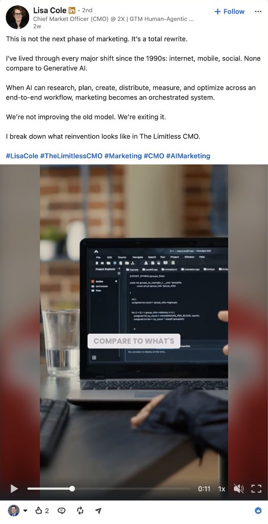 Actual LinkedIn screenshot of Lisa Cole’s Lisa’s team post from September 10, 2026