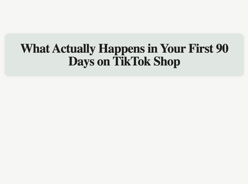 Original animated post artwork about the first 90 days on TikTok Shop.