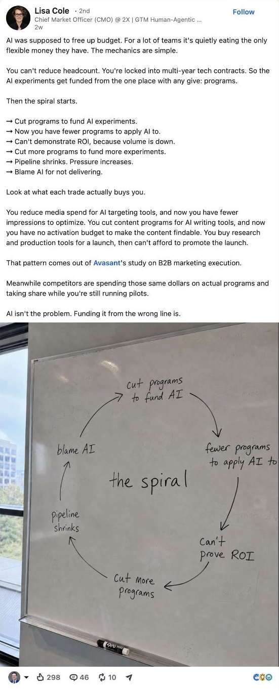 Actual LinkedIn screenshot of Lisa Cole’s Influent post from September 10, 2026