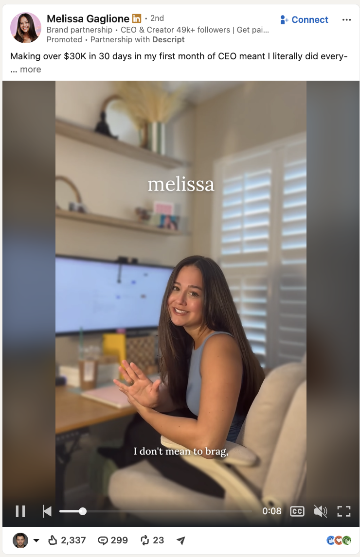 A Thought Leader Ad shown in feed with the promoted-by label
