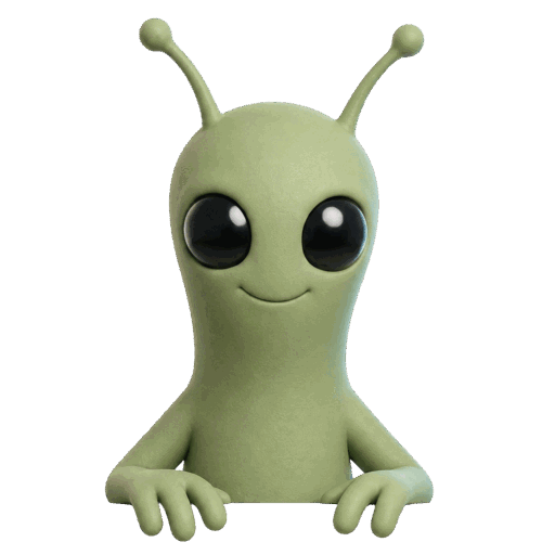 Friendly alien resting on the blog search panel